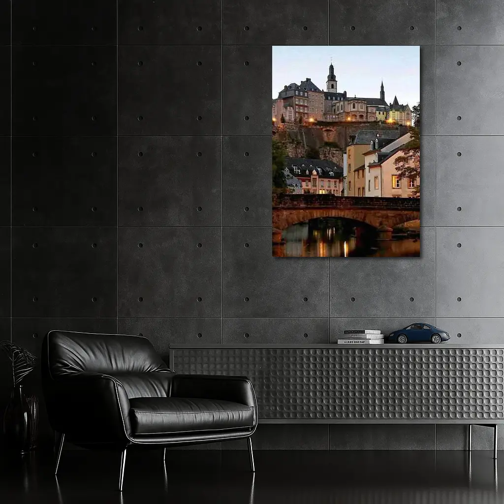 Luxembourg City Old Town Bridge at Dusk – Wall Art