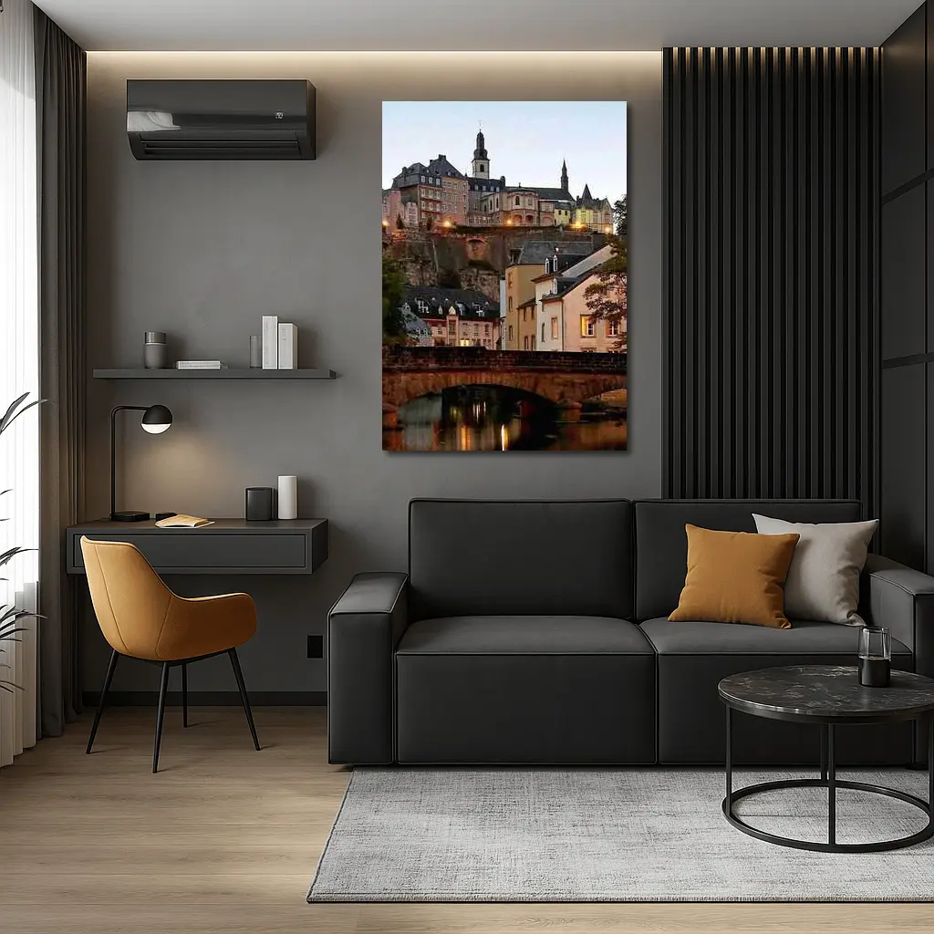 Luxembourg City Old Town Bridge at Dusk – Wall Art
