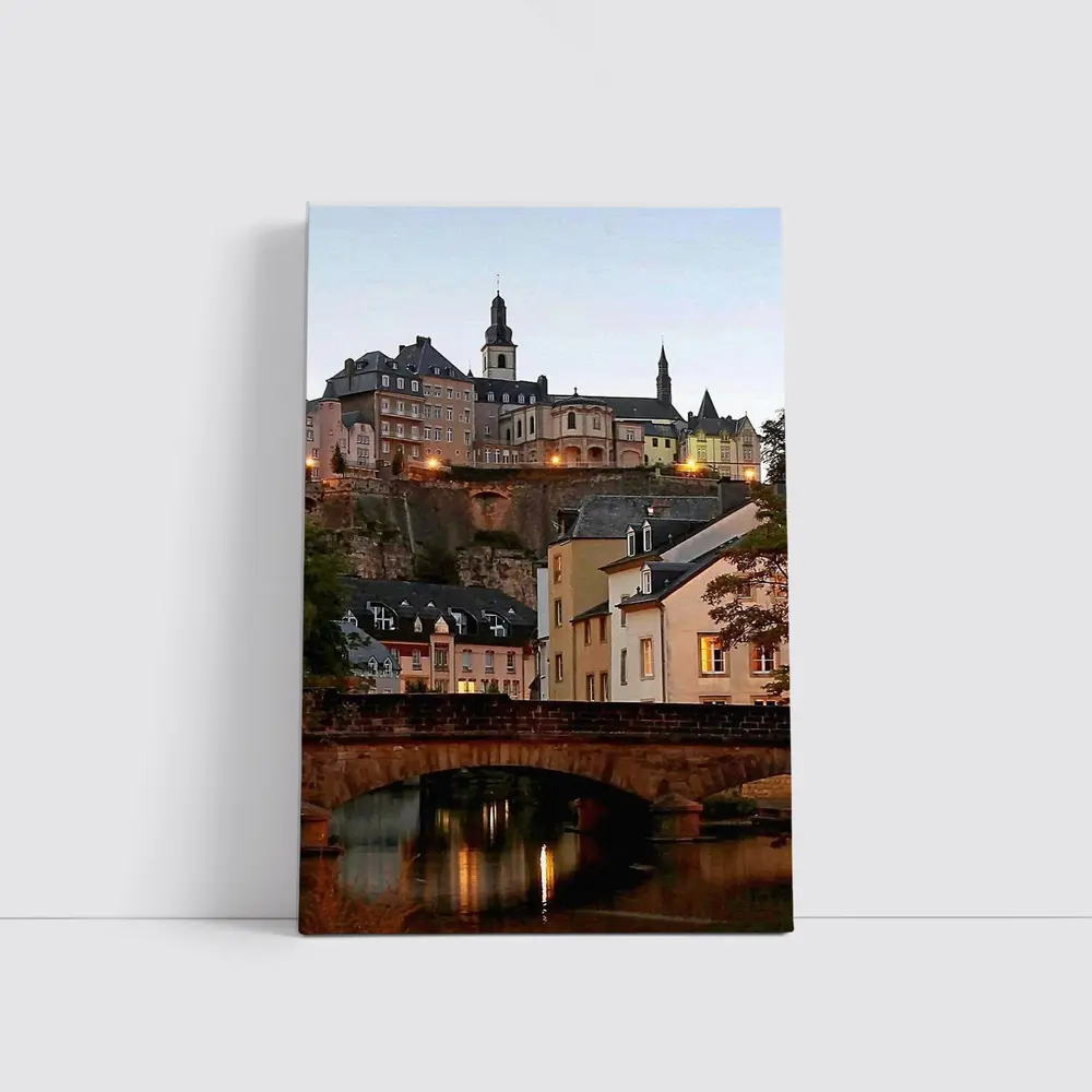 Luxembourg City Old Town Bridge at Dusk – Wall Art