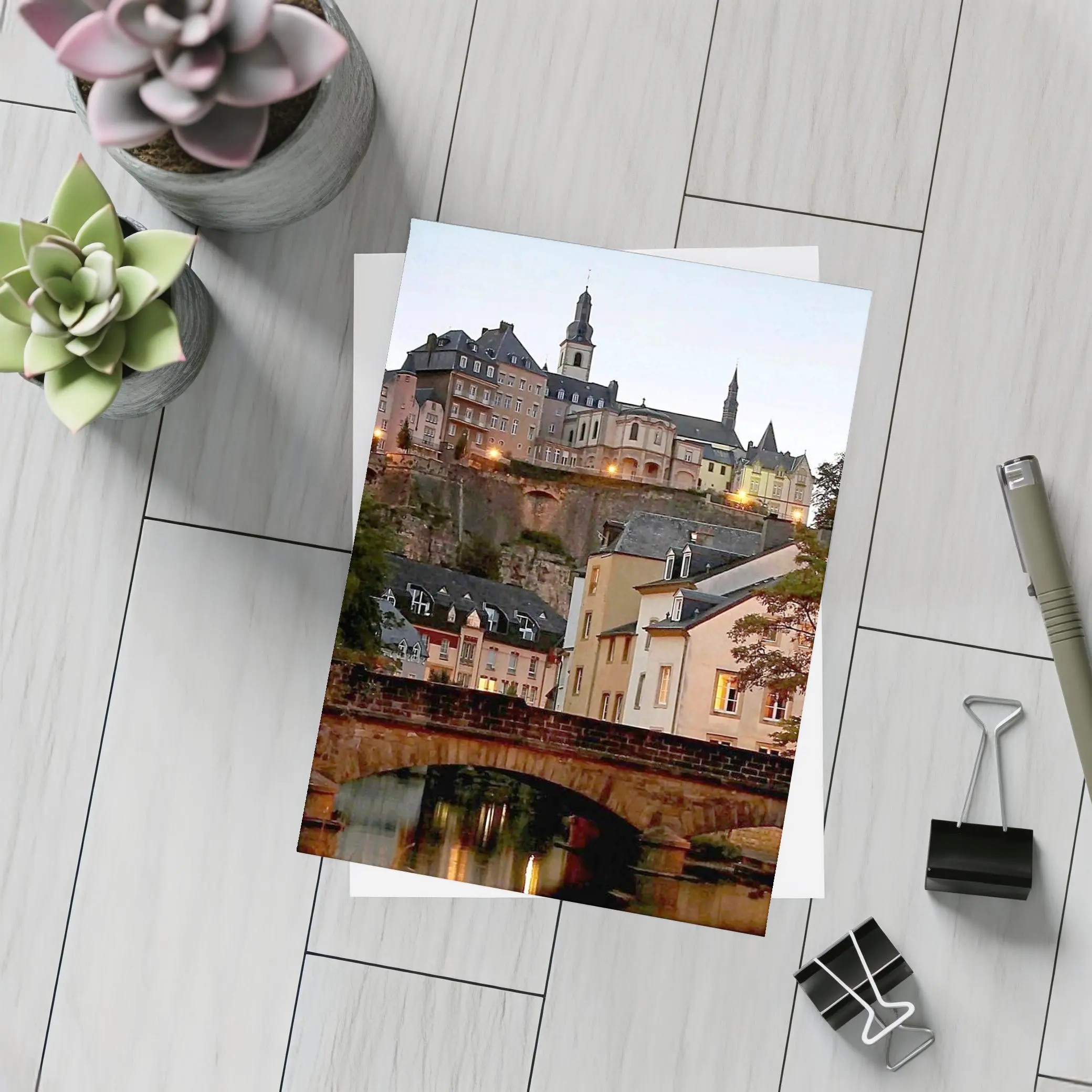 Luxembourg City Old Town Bridge at Dusk – Postcards