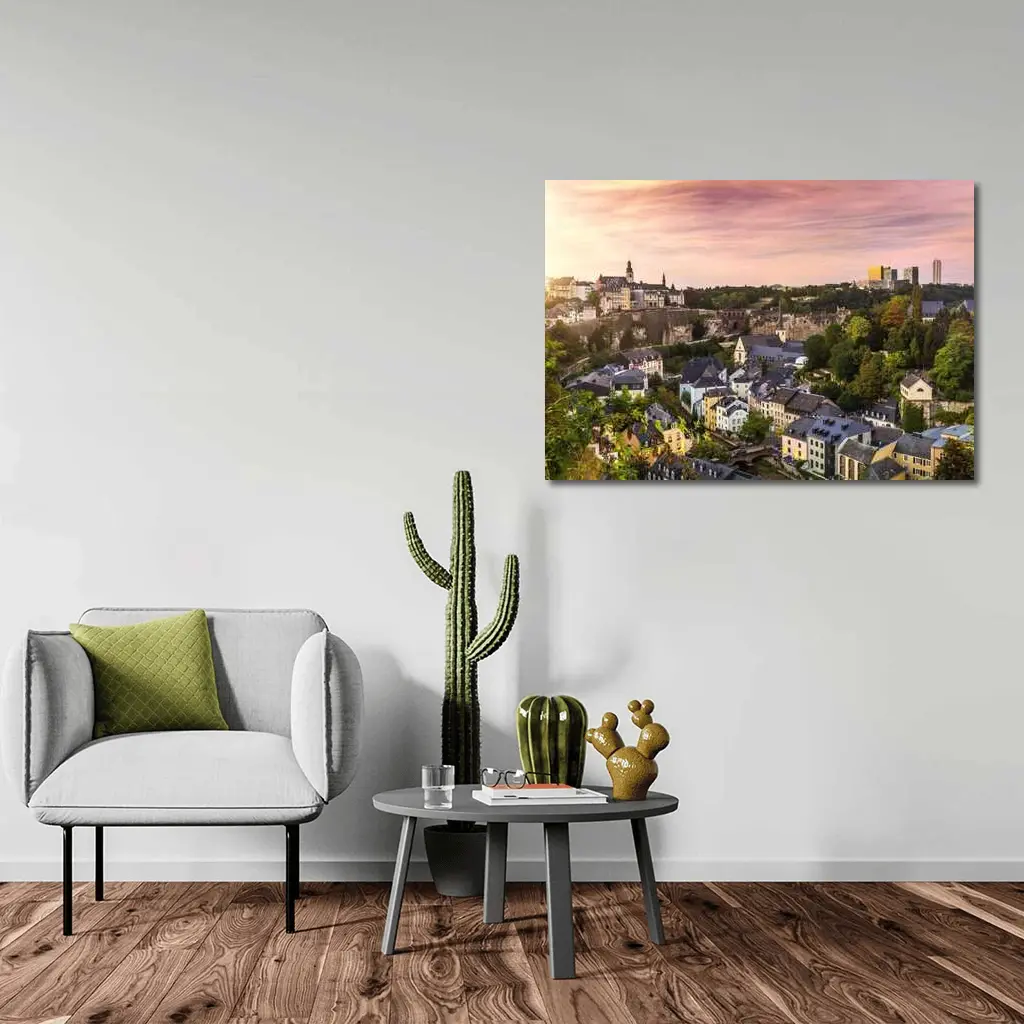 Luxembourg City Skyline At Sunset – Wall Art