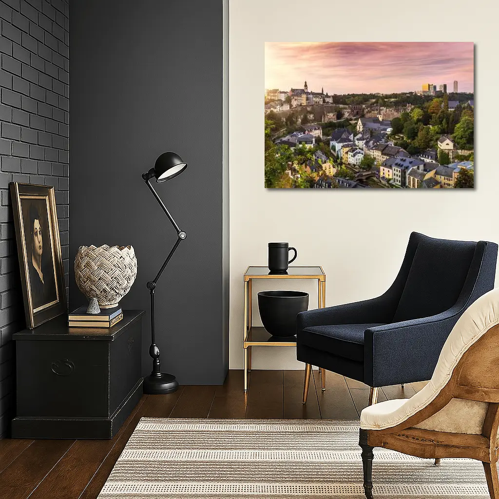Luxembourg City Skyline At Sunset – Wall Art