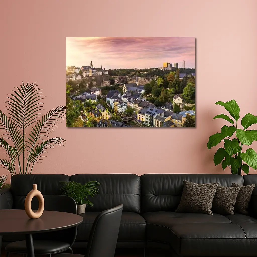 Luxembourg City Skyline At Sunset – Wall Art
