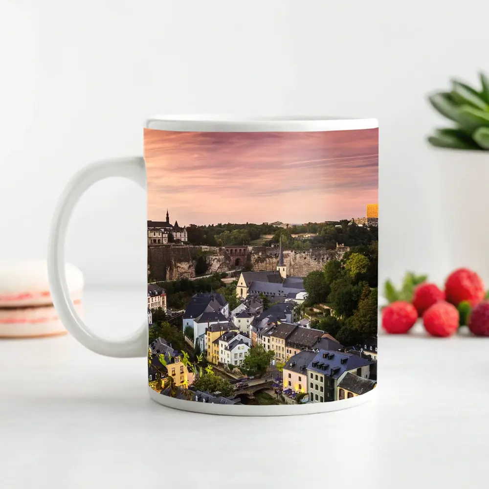 Luxembourg City Skyline At Sunset – Mugs