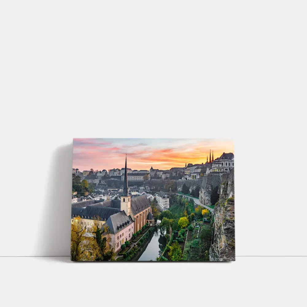 Luxembourg City Old Town Sunset Aerial View – Wall Art