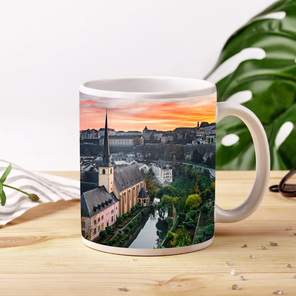 Luxembourg City Old Town Sunset Aerial View – Mugs