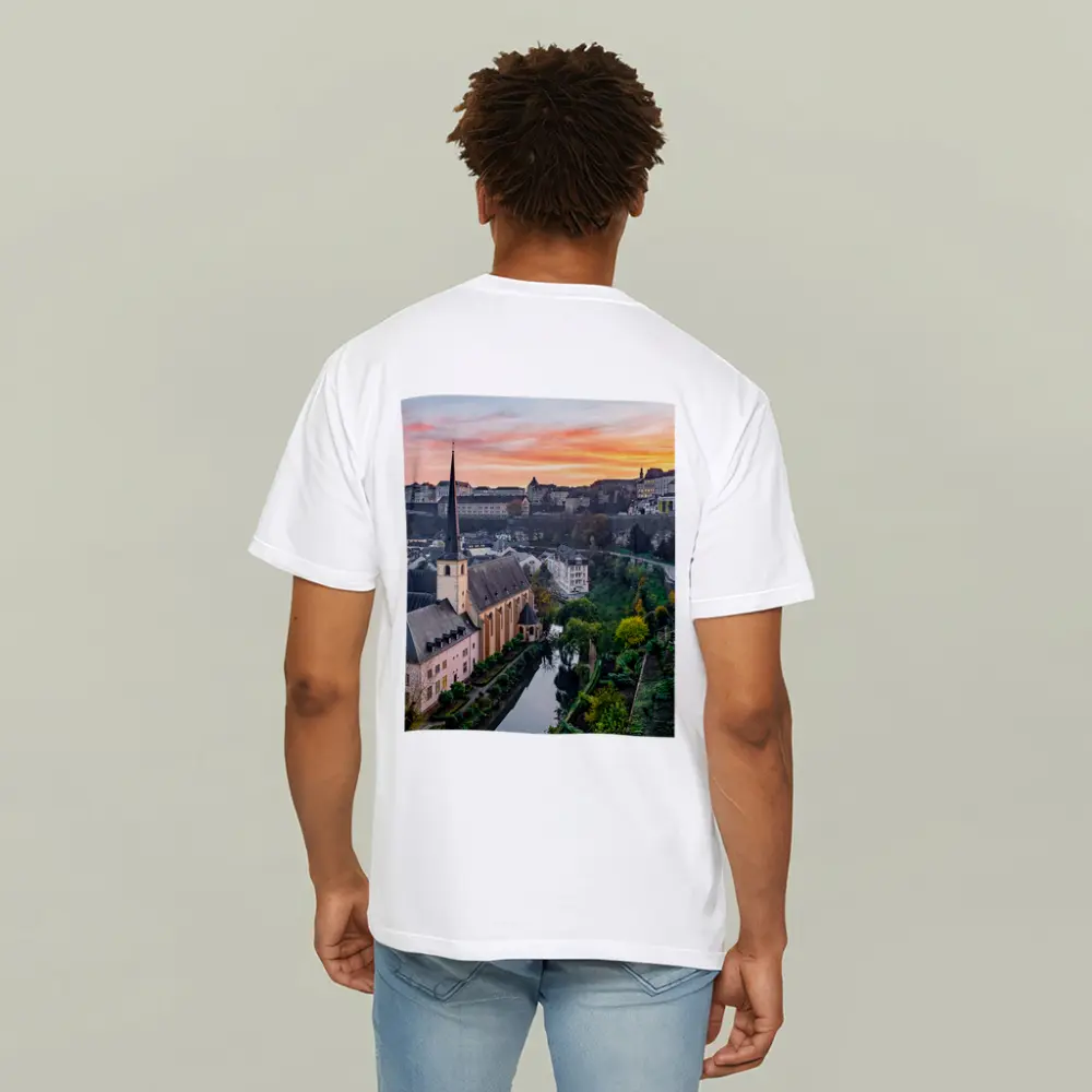 Luxembourg City Old Town Sunset Aerial View – T-Shirts