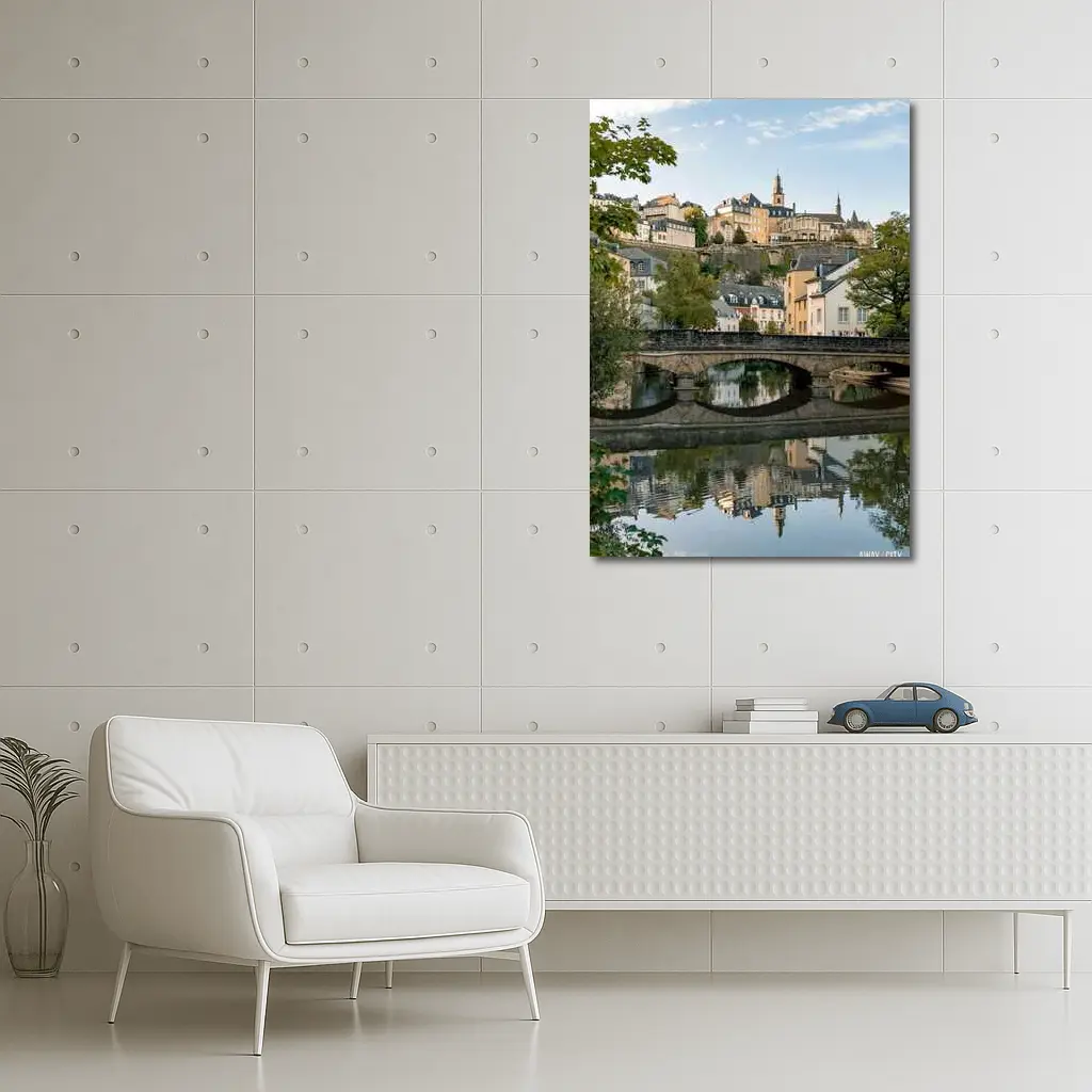 Luxembourg City Old Town Bridge Reflection – Wall Art