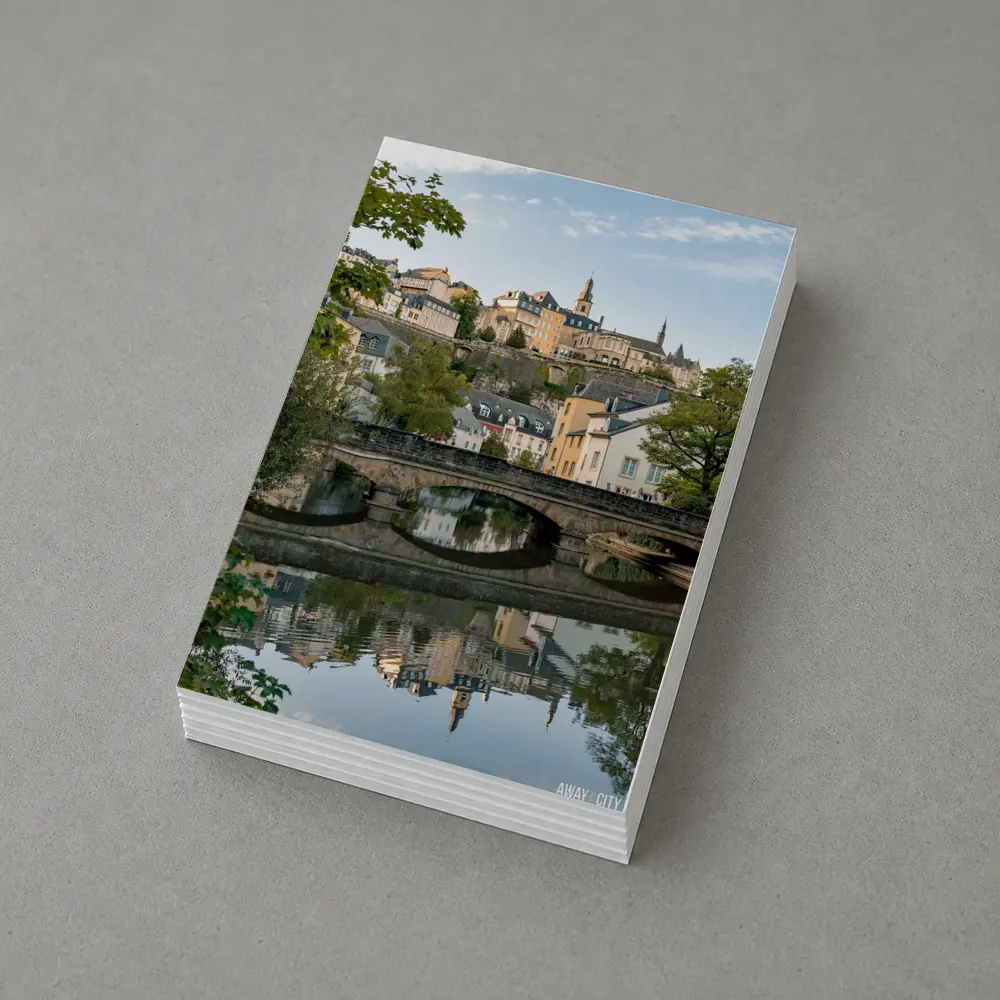 Luxembourg City Old Town Bridge Reflection – Postcards