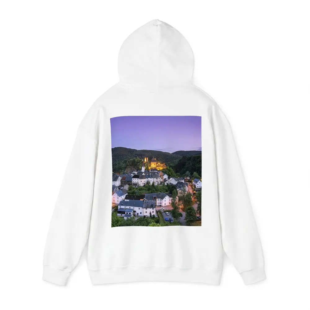 Medieval German Village Castle Twilight Aerial View – Hoodies