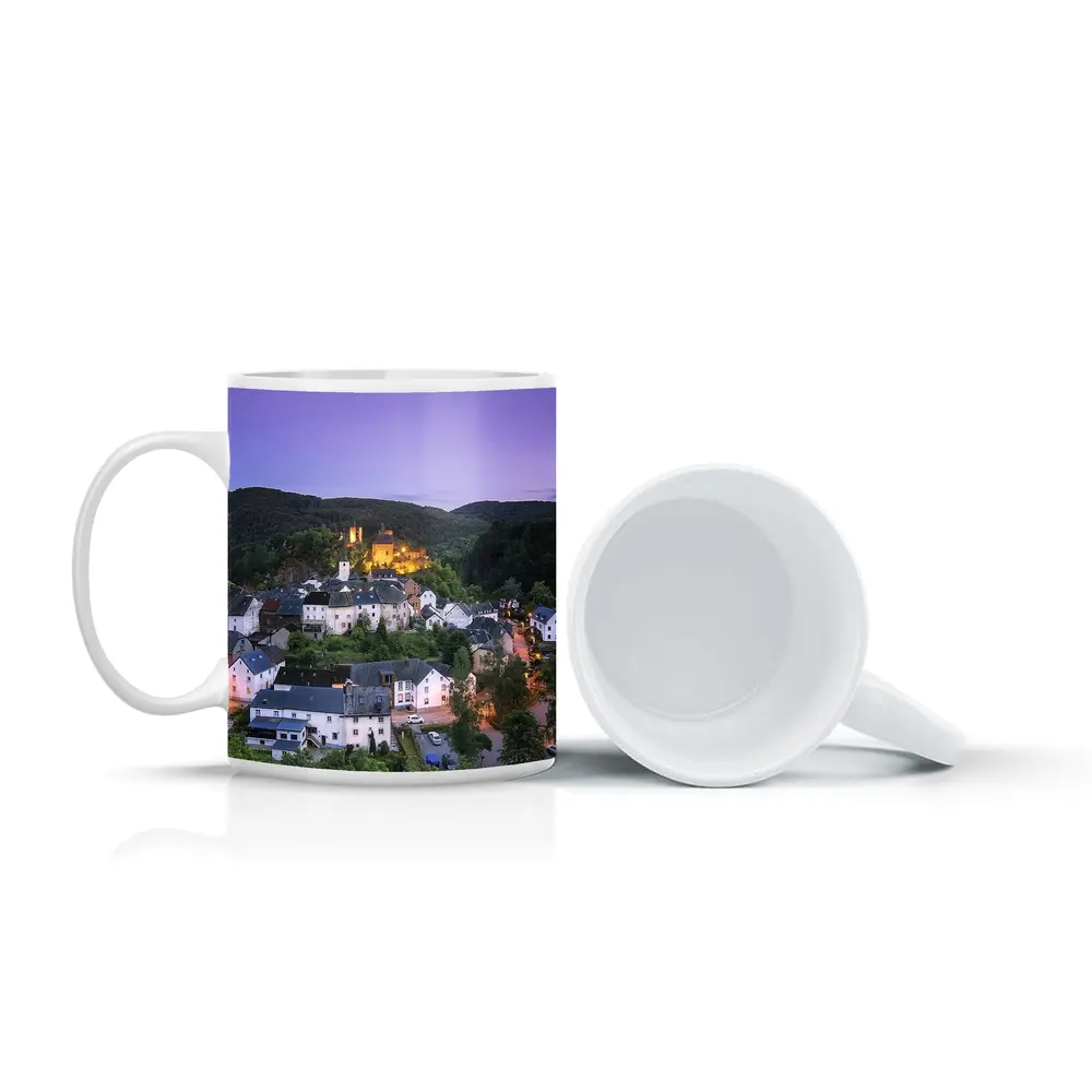 Medieval German Village Castle Twilight Aerial View – Mugs
