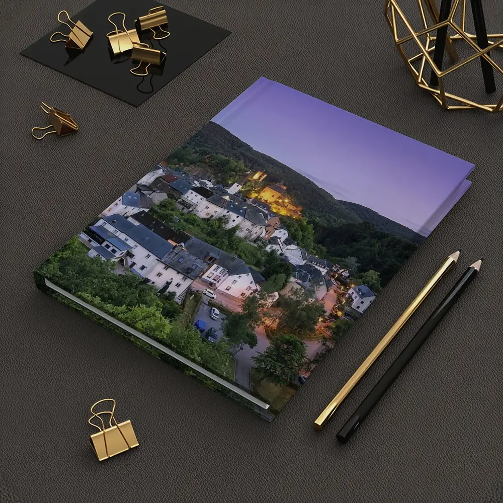 Medieval German Village Castle Twilight Aerial View – Notebooks