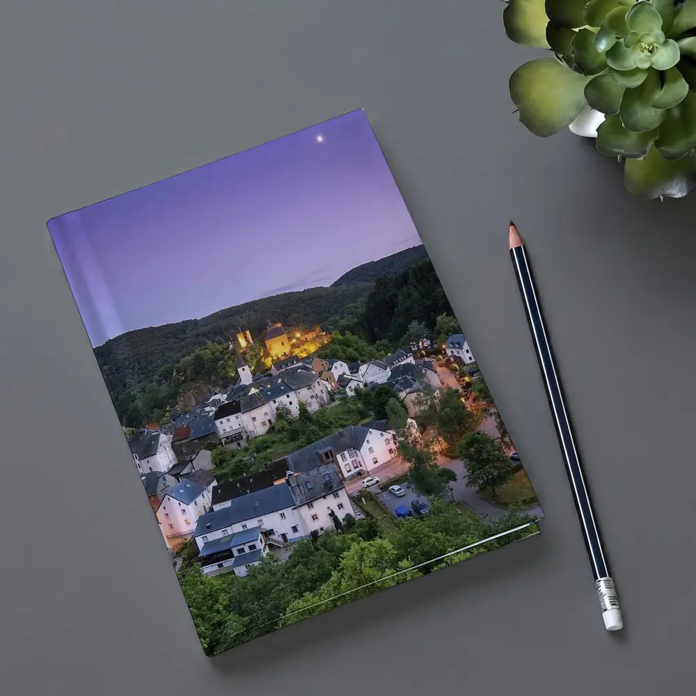 Medieval German Village Castle Twilight Aerial View – Notebooks