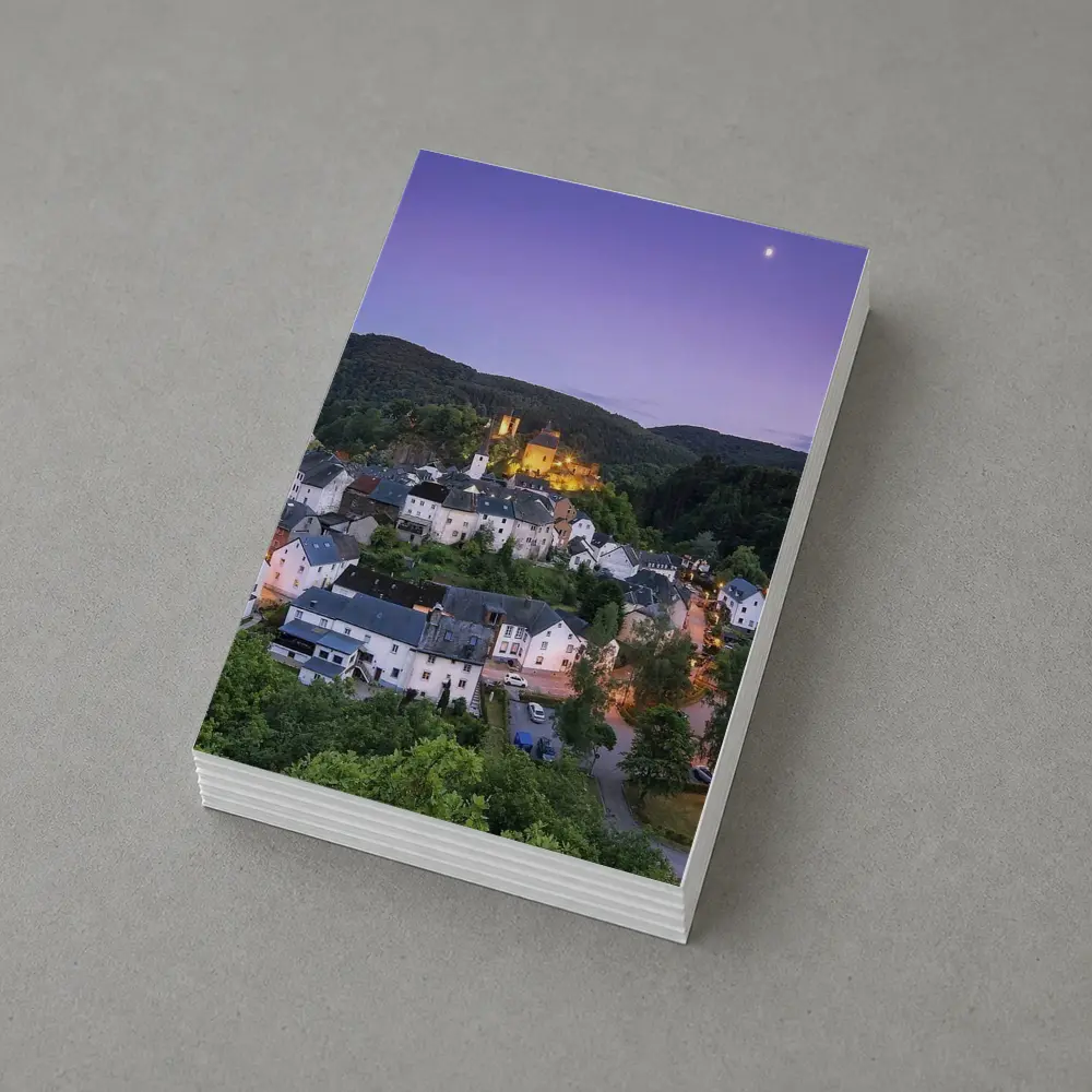 Medieval German Village Castle Twilight Aerial View – Postcards