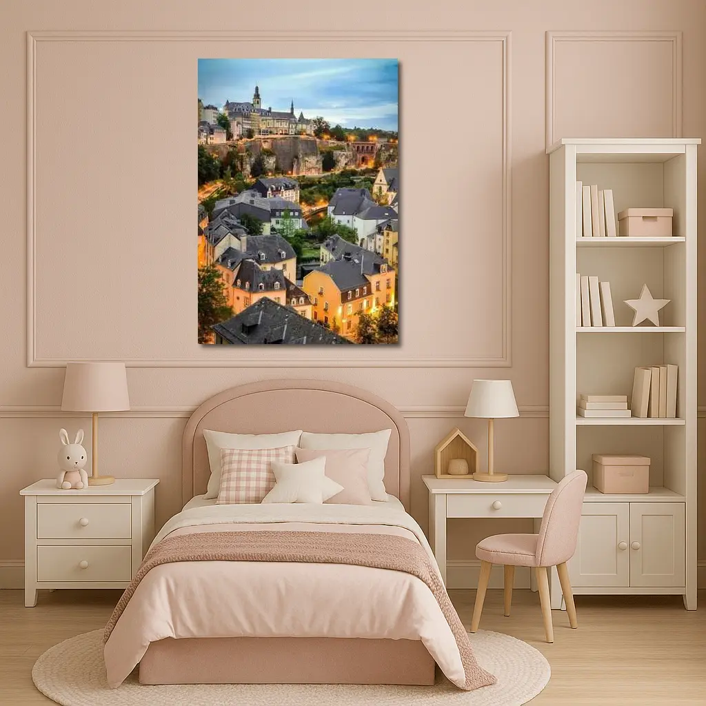 Luxembourg City Old Town Evening Cityscape – Wall Art