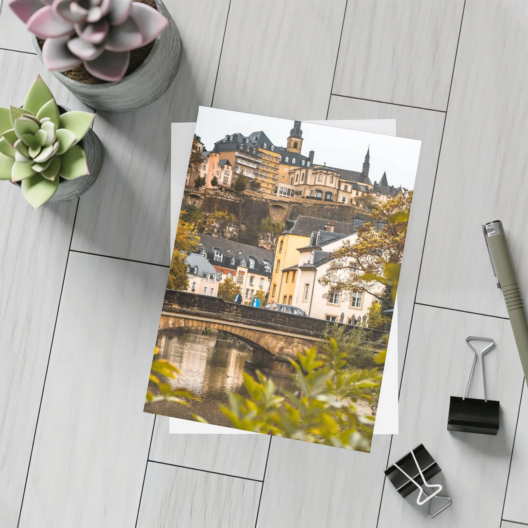 Luxembourg City Old Town Bridge View – Postcards