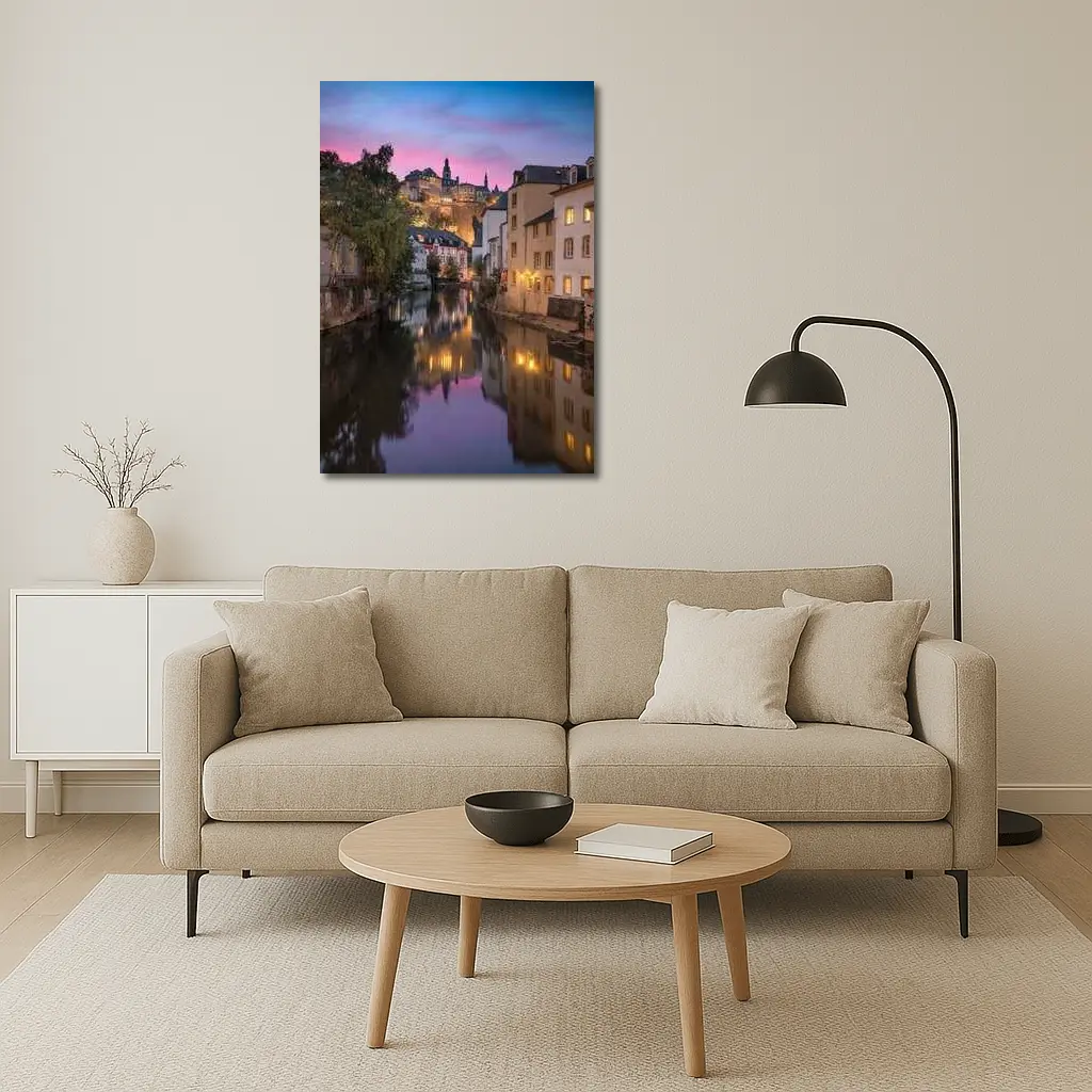 Luxembourg City Canal at Dusk Twilight – Wall Art