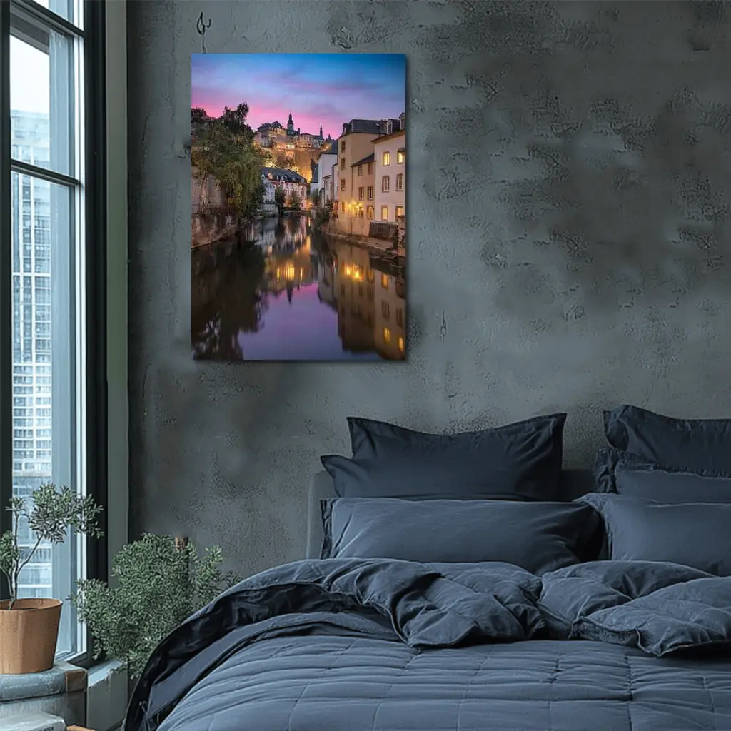 Luxembourg City Canal at Dusk Twilight – Wall Art
