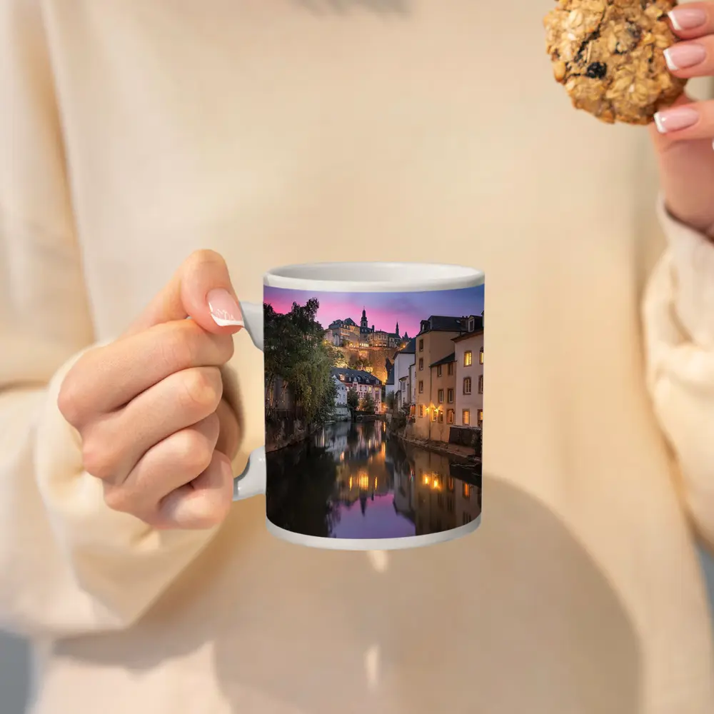 Luxembourg City Canal at Dusk Twilight – Mugs
