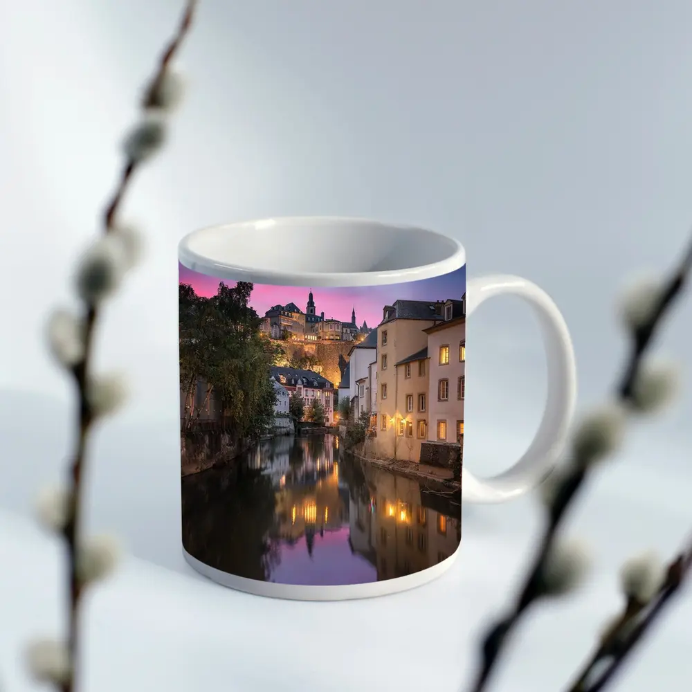 Luxembourg City Canal at Dusk Twilight – Mugs
