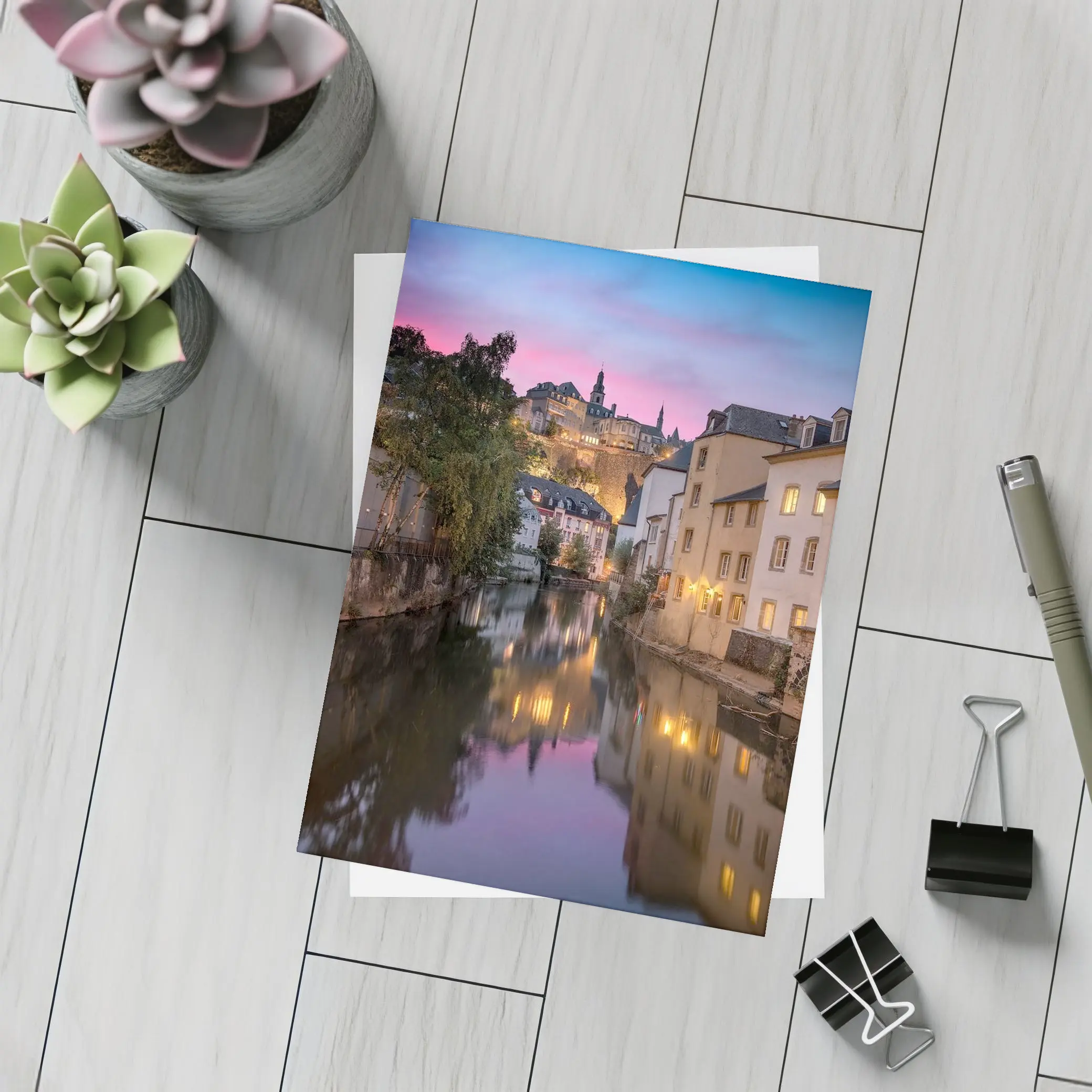 Luxembourg City Canal at Dusk Twilight – Postcards