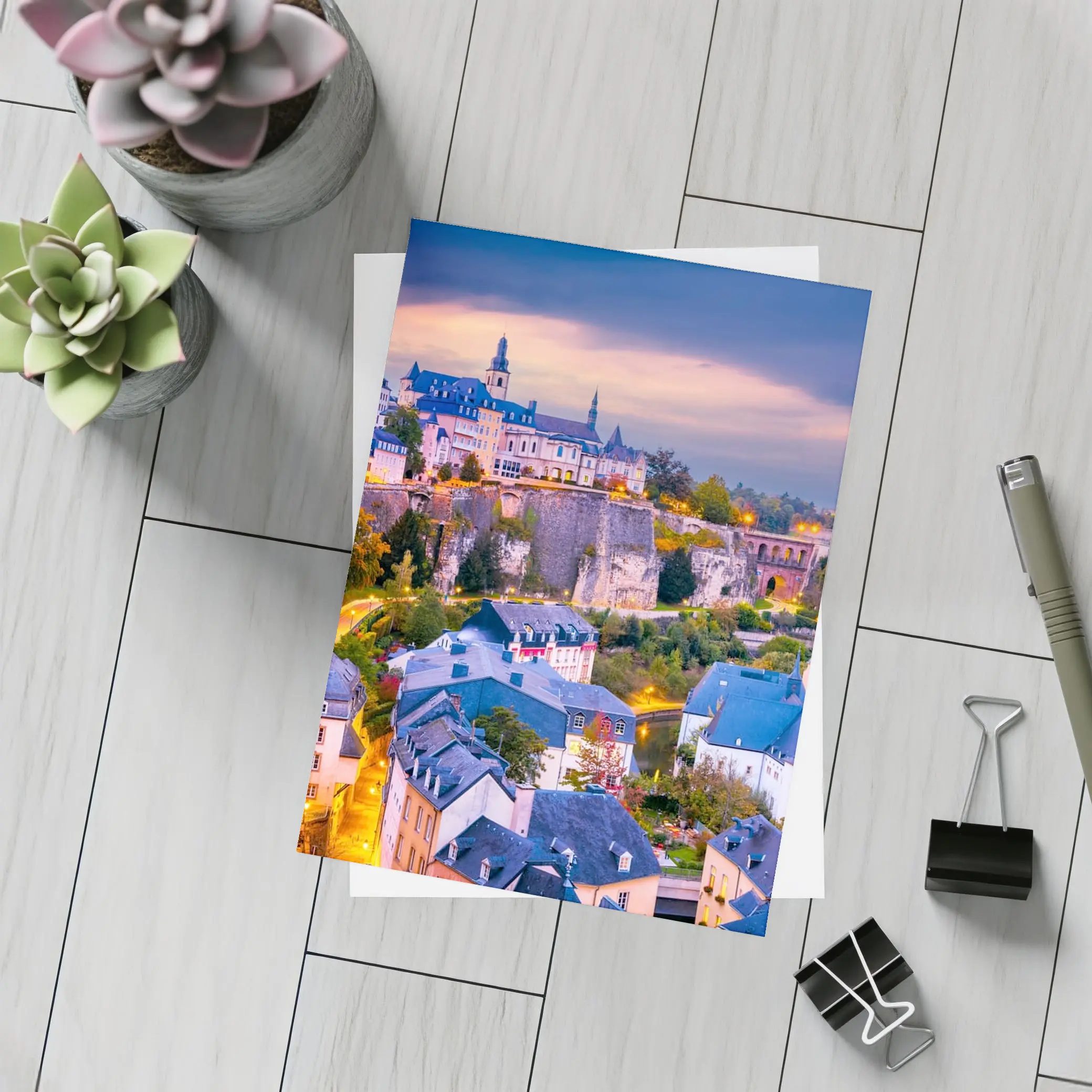 Luxembourg City Old Town at Dusk – Postcards