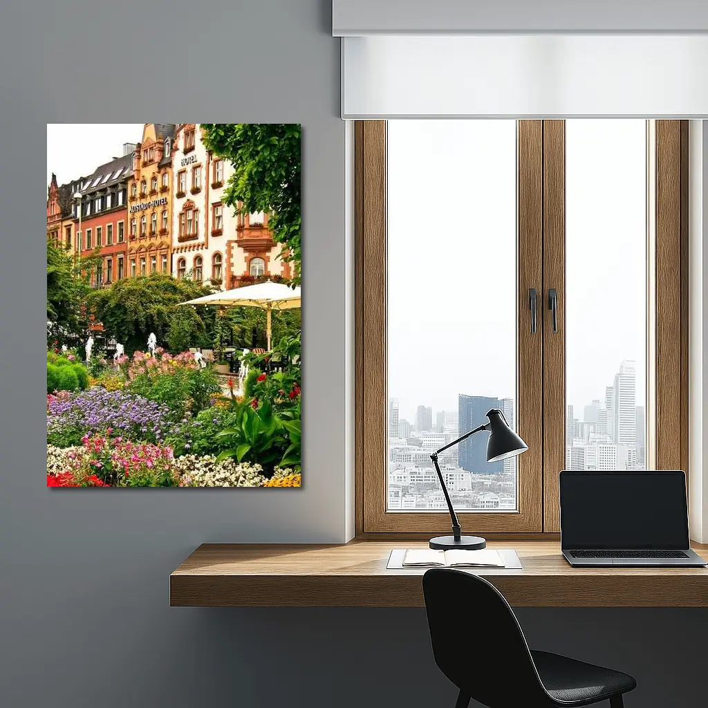 German Hotel Garden Colorful Flower Beds – Wall Art