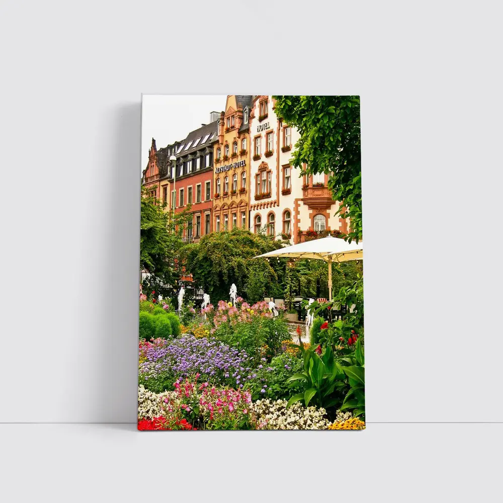 German Hotel Garden Colorful Flower Beds – Wall Art
