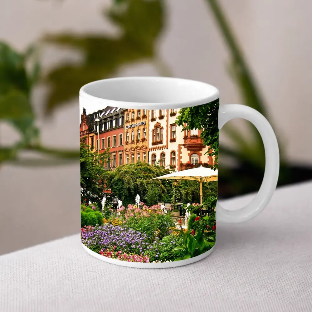 German Hotel Garden Colorful Flower Beds – Mugs