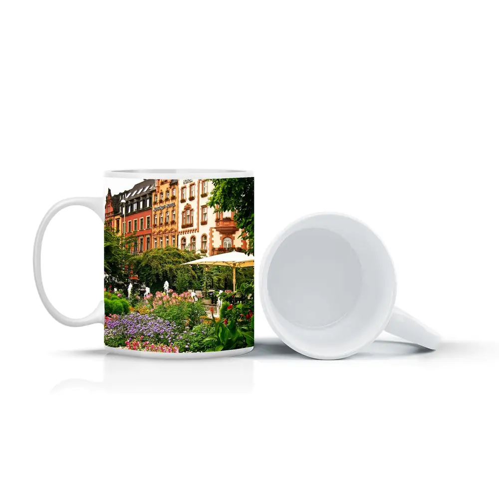 German Hotel Garden Colorful Flower Beds – Mugs