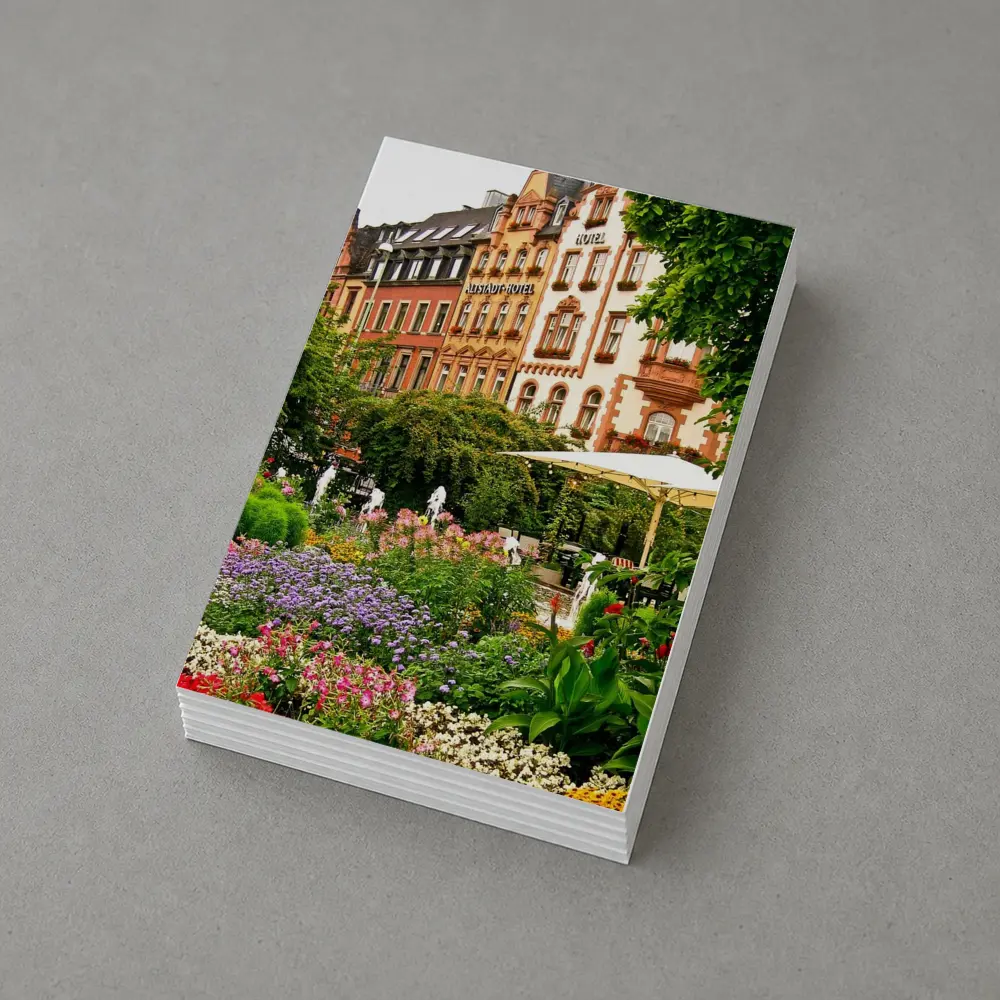 German Hotel Garden Colorful Flower Beds – Postcards