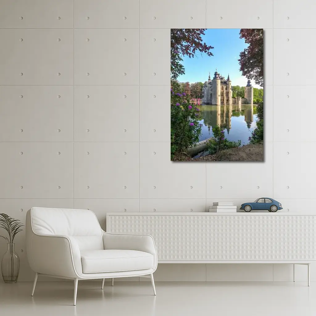Medieval Castle Reflected In Moat Water – Wall Art