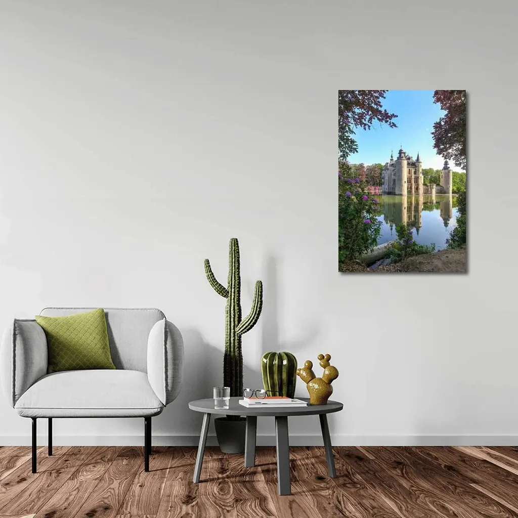 Medieval Castle Reflected In Moat Water – Wall Art