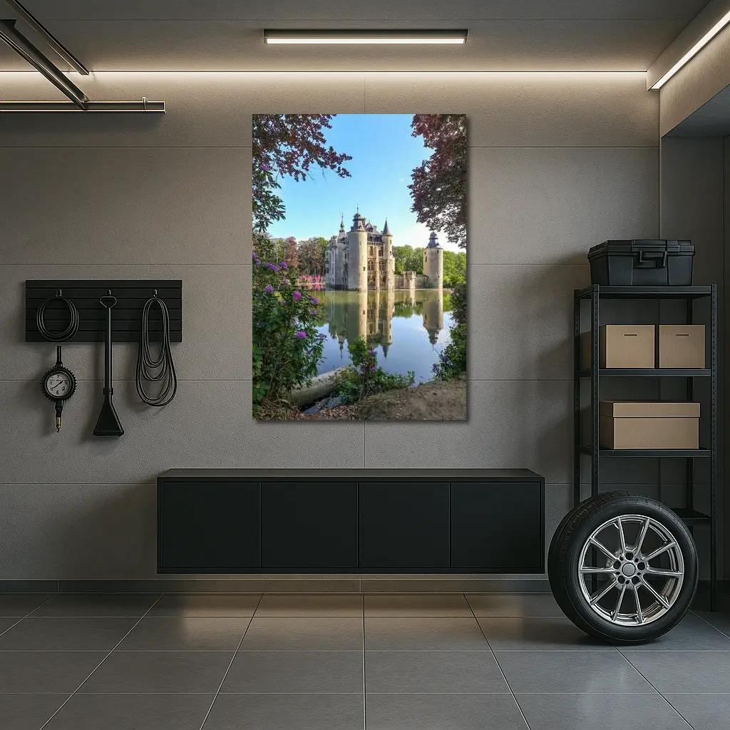 Medieval Castle Reflected In Moat Water – Wall Art