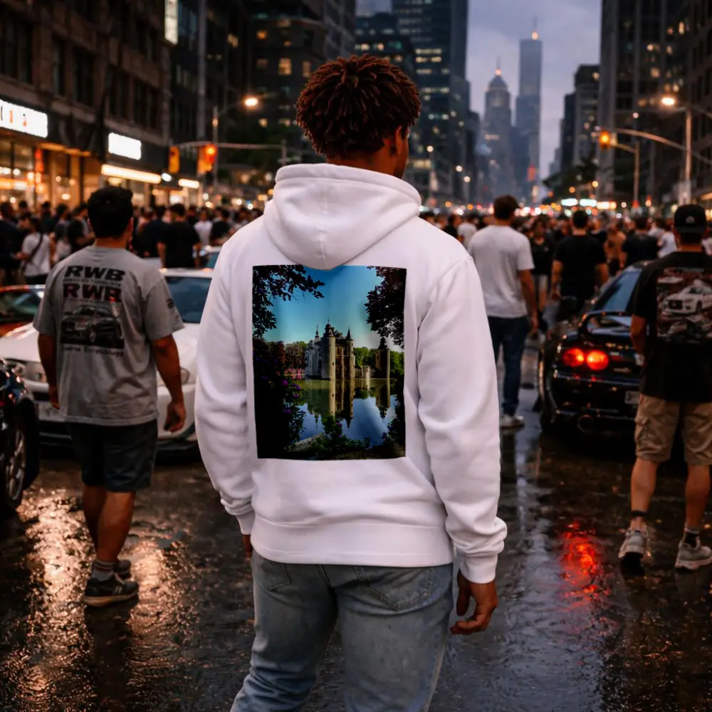 Medieval Castle Reflected In Moat Water – Hoodies