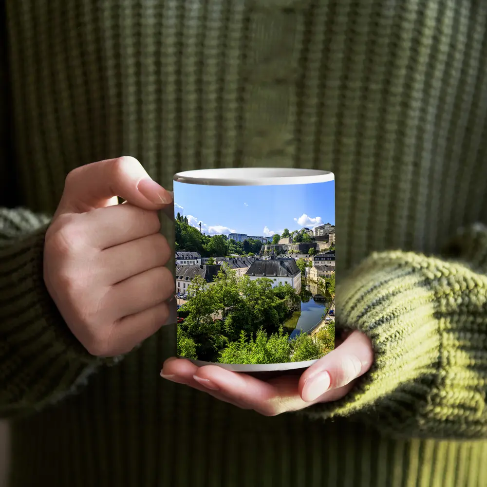 Luxembourg City Grund District River View – Mugs