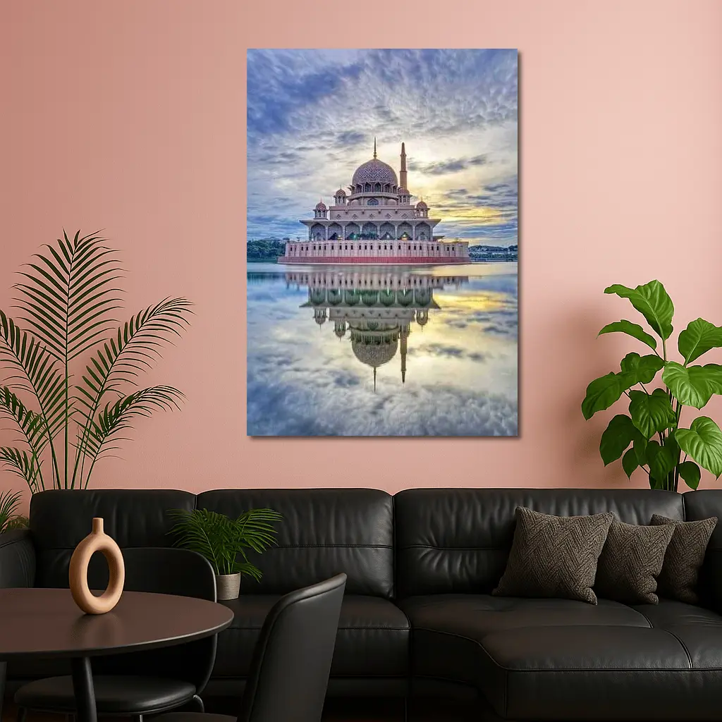 Putra Mosque Reflection Dramatic Cloudy Sky – Wall Art
