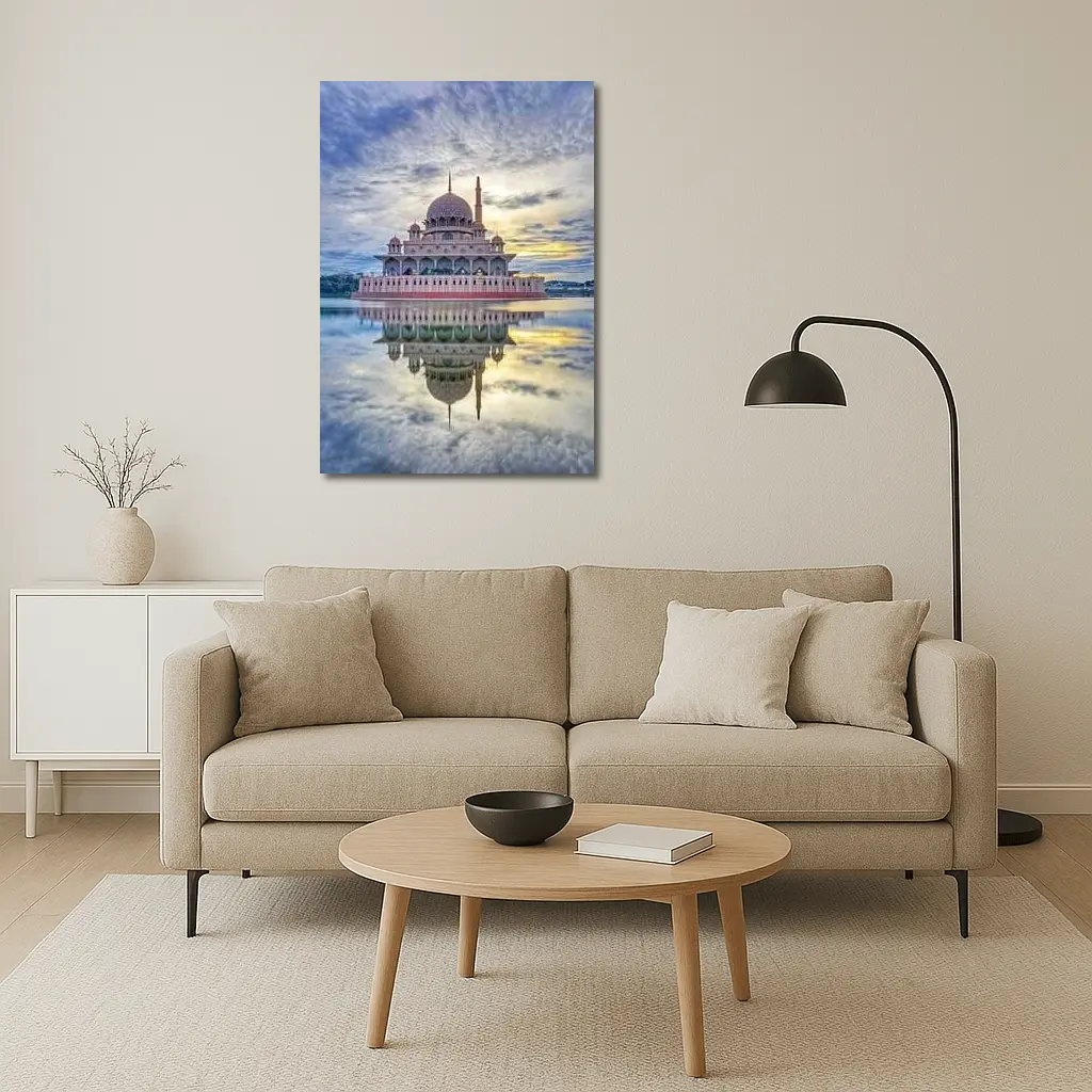 Putra Mosque Reflection Dramatic Cloudy Sky – Wall Art