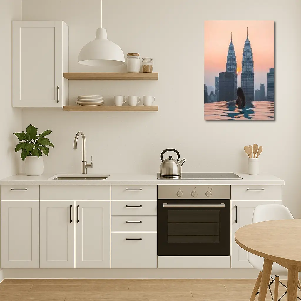 Woman Infinity Pool Petronas Towers Sunset – Wall Art