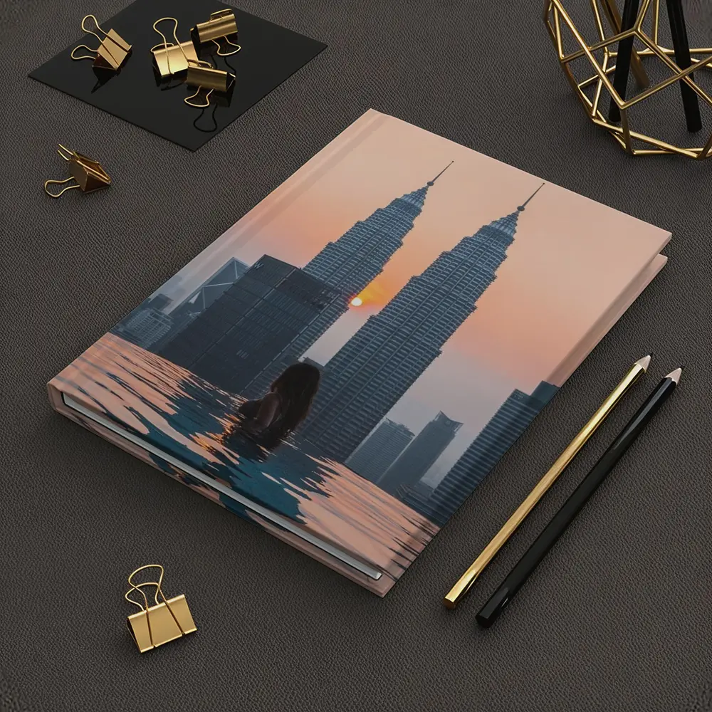 Woman Infinity Pool Petronas Towers Sunset – Notebooks