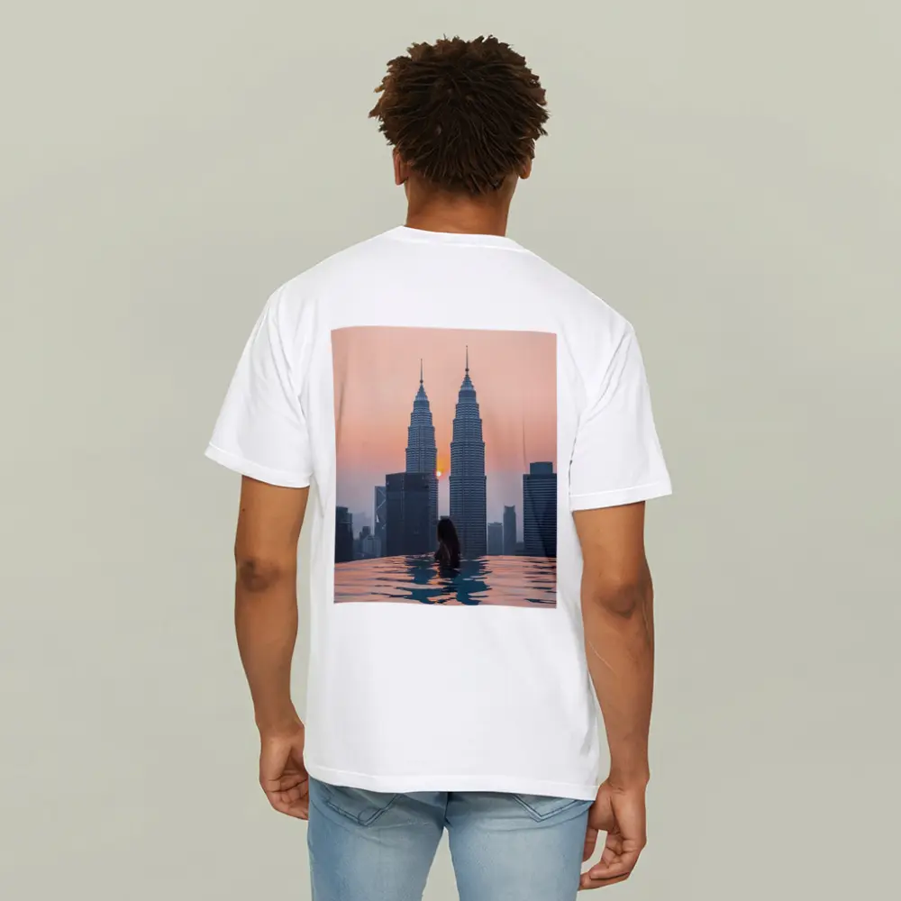 Woman Infinity Pool Petronas Towers Sunset – T-Shirts