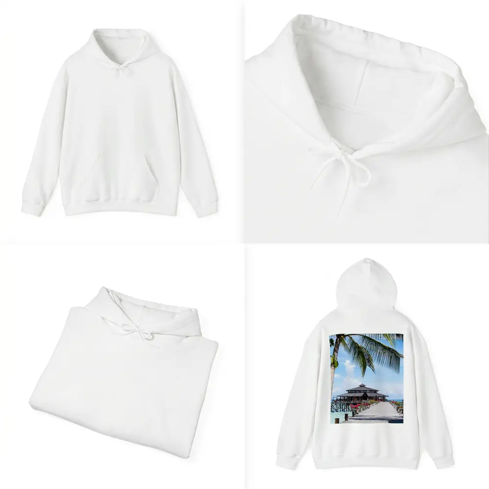 Tropical Pier Overwater Bungalow Palm Tree – Hoodies