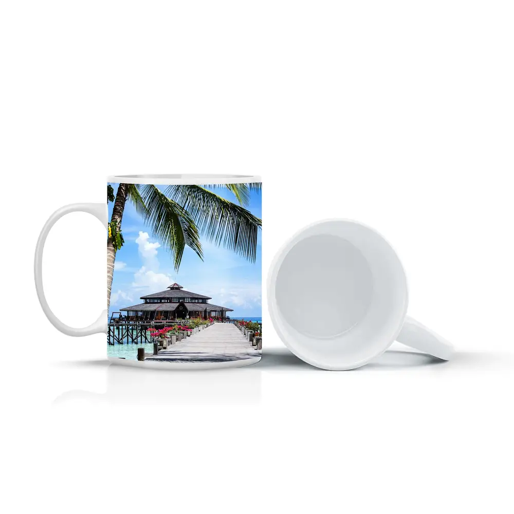 Tropical Pier Overwater Bungalow Palm Tree – Mugs
