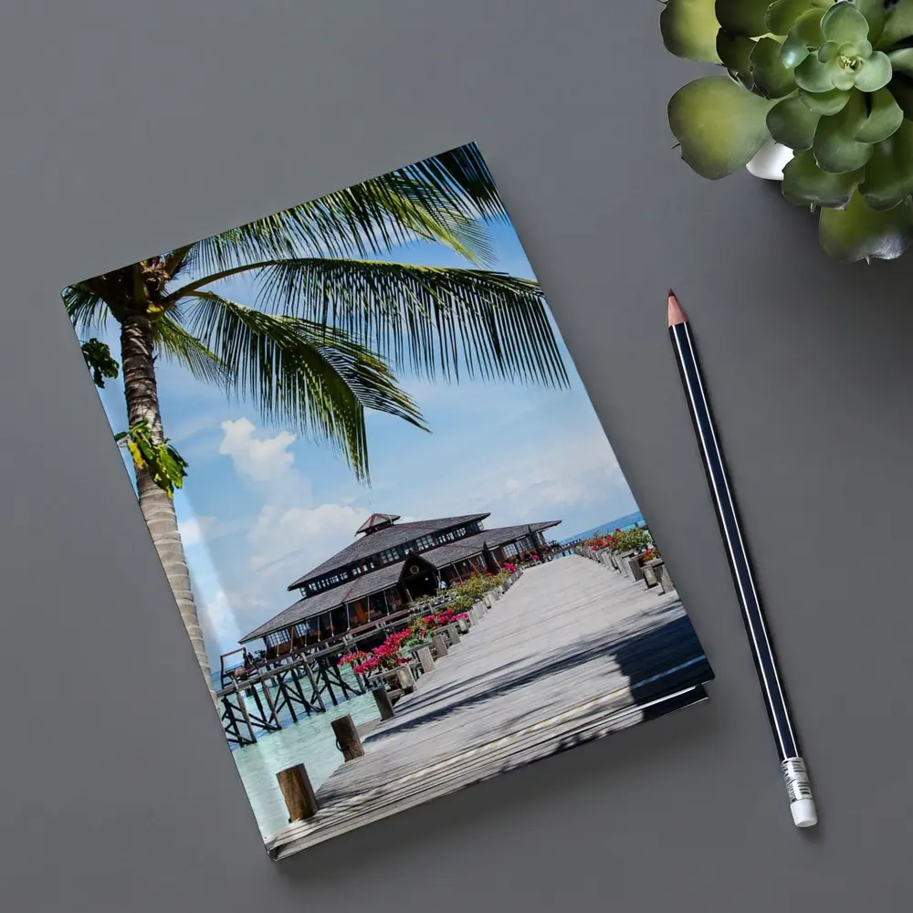 Tropical Pier Overwater Bungalow Palm Tree – Notebooks