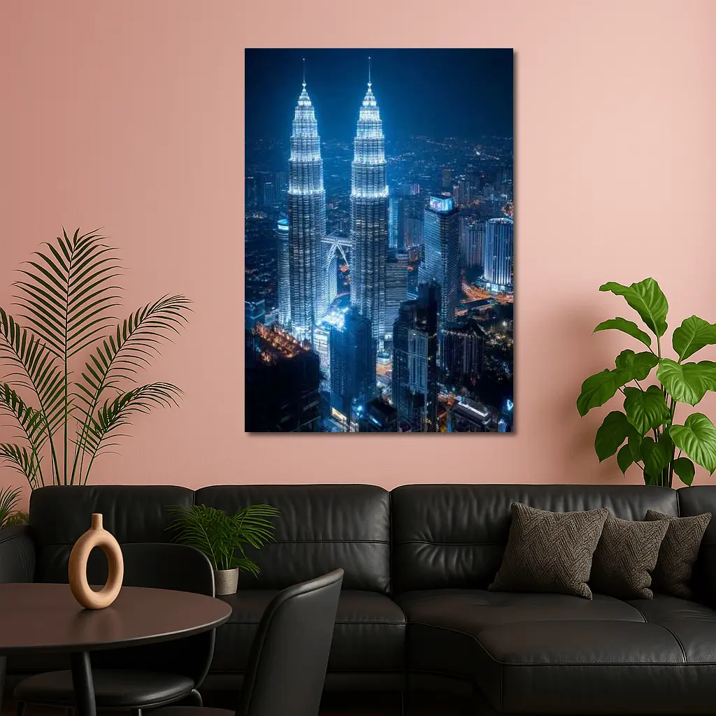 Petronas Twin Towers Kuala Lumpur Night Skyline – Wall Art