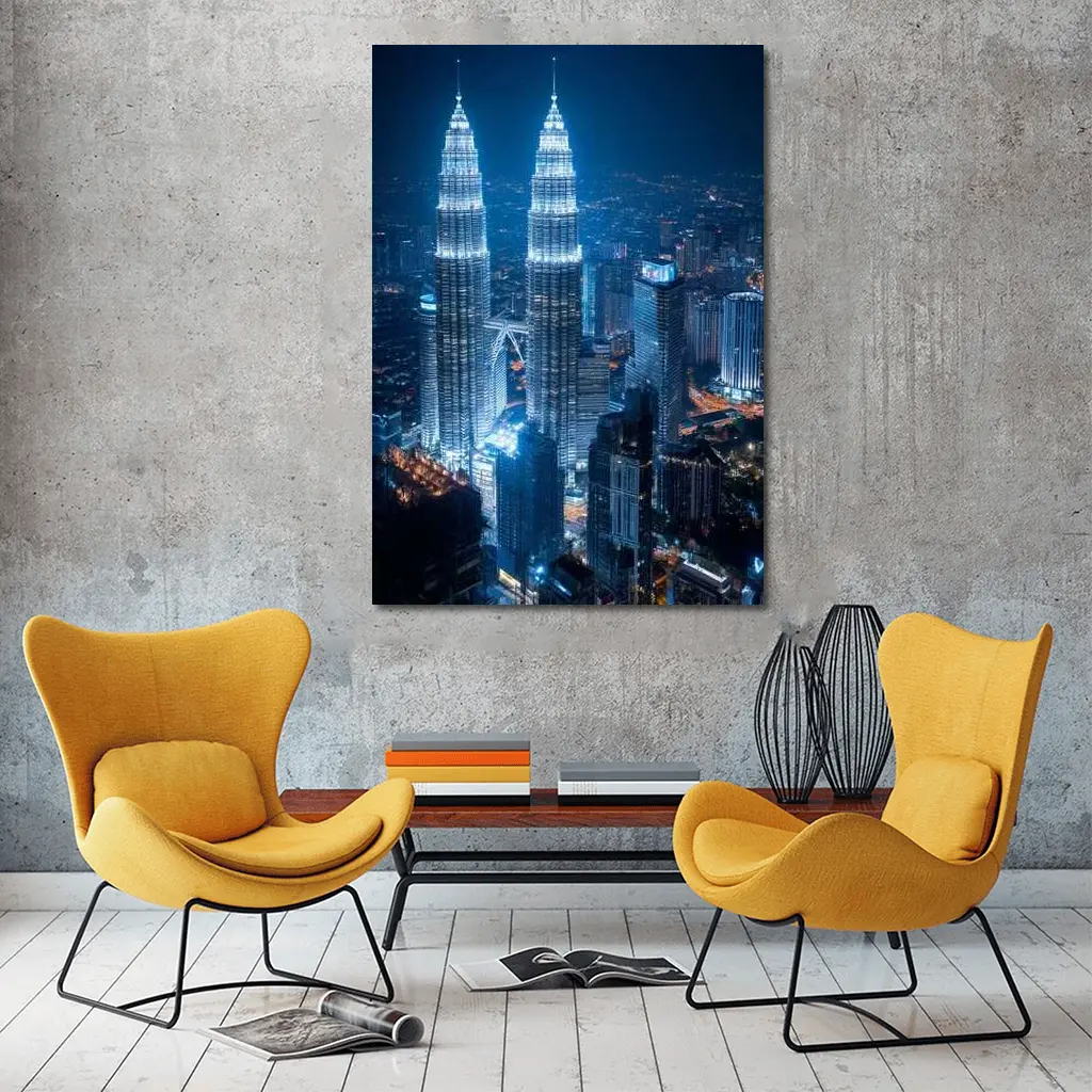 Petronas Twin Towers Kuala Lumpur Night Skyline – Wall Art