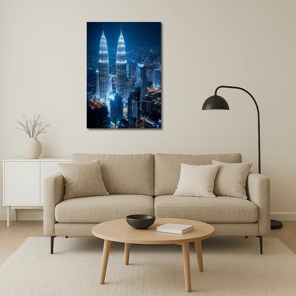 Petronas Twin Towers Kuala Lumpur Night Skyline – Wall Art