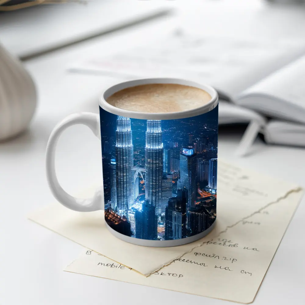 Petronas Twin Towers Kuala Lumpur Night Skyline – Mugs