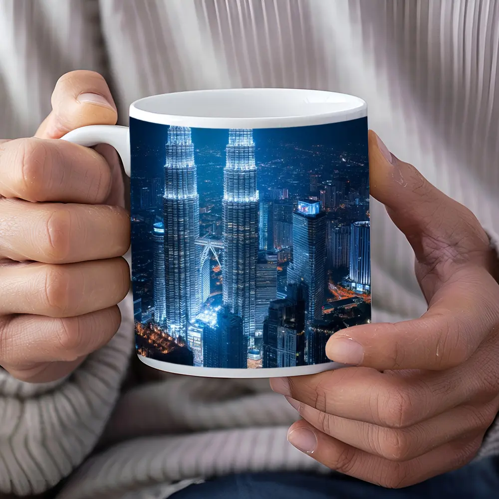Petronas Twin Towers Kuala Lumpur Night Skyline – Mugs