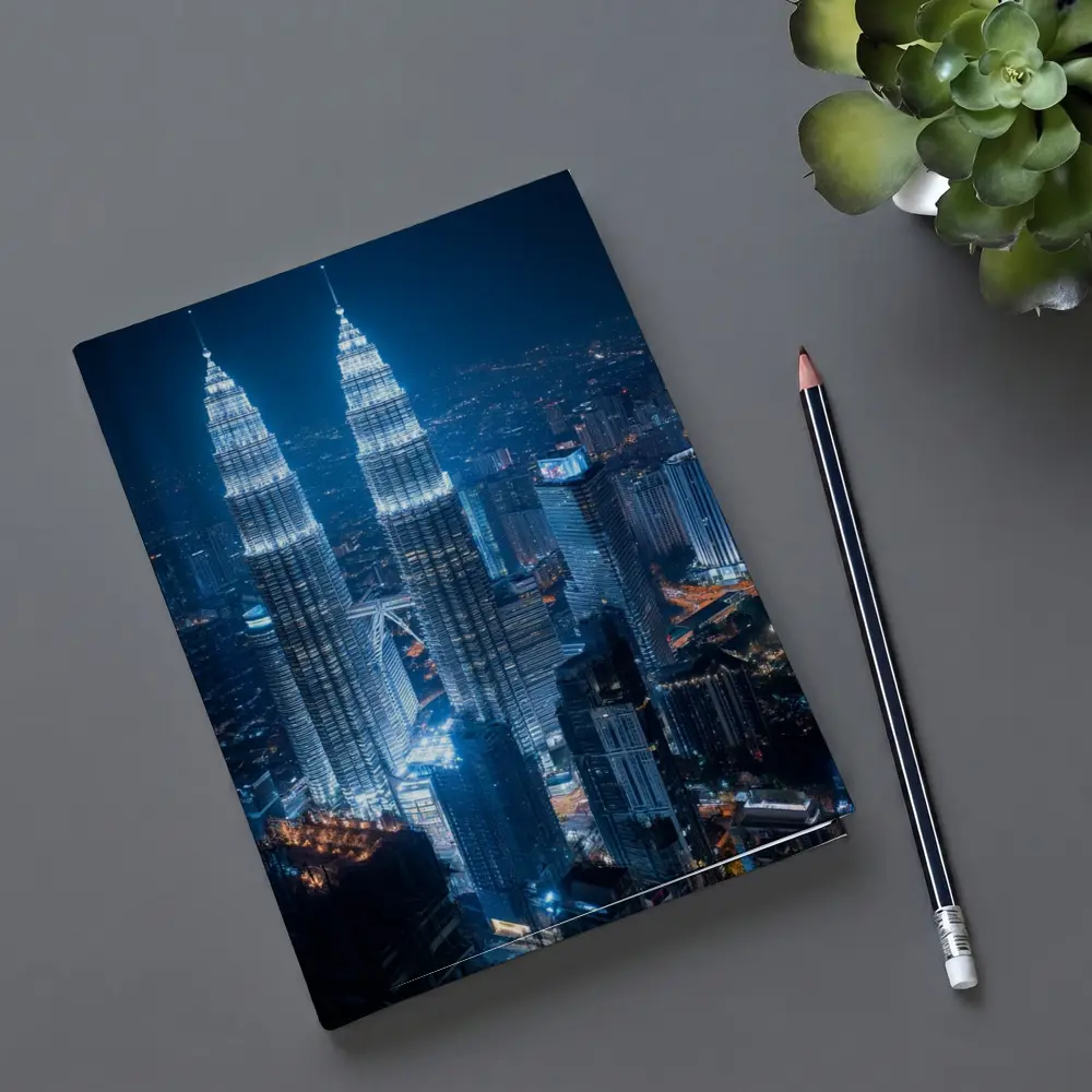 Petronas Twin Towers Kuala Lumpur Night Skyline – Notebooks